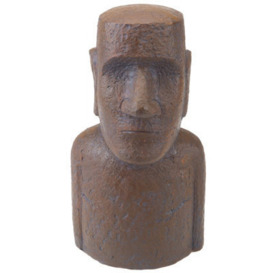 "Easter Island Bronze Bust Head 12"" Zen Garden Ornament"