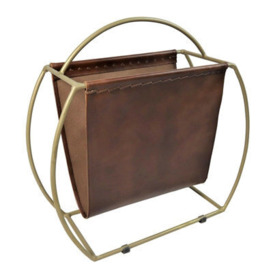 Aspect Furniture Marcio Magazine Rack/desktop Folder/book File Holder, Brown/gold
