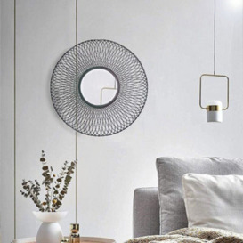 Aspect Furniture Juliet Round Accent Mirror,sunburst Design,black