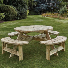 Woodshaw Appleton Round Wooden Picnic Table Garden Bench Seat Fsc 8 Seater