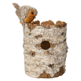 Vivid Arts Silver Birch Robin Bird House/feeder - Size D