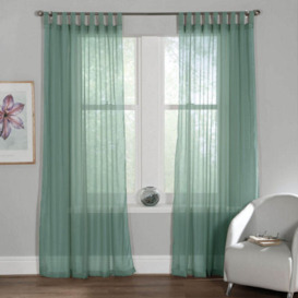 "Home Curtains Voile Tab Top Panels 59W X 48D"" (149X122Cm) Green (Pair)"