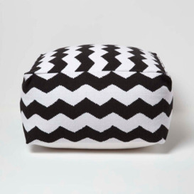 Homescapes Large Black And White Bean Filled Cube With Chevron Design