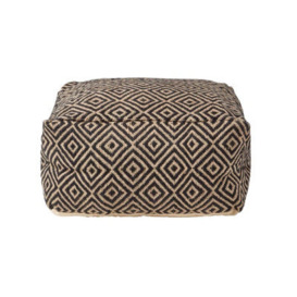 Homescapes Black And Cream Bean Cube Footstool With Aztec Pattern