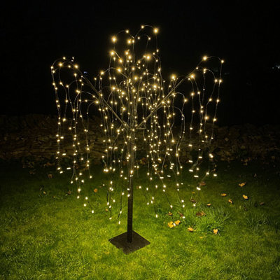 MonsterShop Weeping Willow Tree Black 240Cm  Warm White