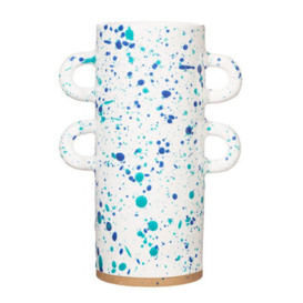 Sass & Belle Turquoise And Blue Splatterware Large Vase