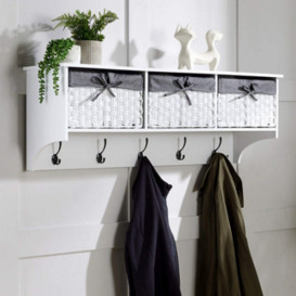 Home Source Malibu Coat Hook 3 Baskets White