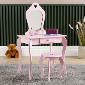 Home Source Belle Kids Dressing Table & Stool In Pink