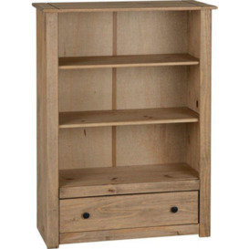 Seconique Panama Bookcase 3 Shelf 1 Drawer In Natural Wax Finish
