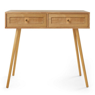 Btfy Bedroom Dressing Table, Rattan Vanity Table For Makeup Storage & Computer Desk For Home Office, Console Table For Hallway