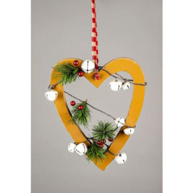 Shatchi Wooden Hanging Decoration Heart Shape Light Brown 23X1.2X30 Cm
