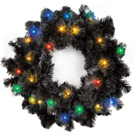 Shatchi 55Cm Prelit Imperial Pine Black Christmas Wreath