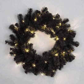Shatchi 55Cm Prelit Alaskan Pine Black Christmas Wreath