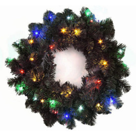 Shatchi 55Cm Prelit Alaskan Pine Black Christmas Wreath