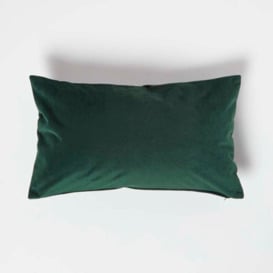 Homescapes Green Velvet Cushion, Bolster 30 X 50 Cm