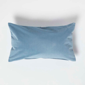 Homescapes Blue Velvet Cushion, Bolster 30 X 50 Cm