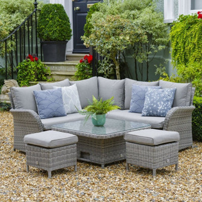 Lg Outdoor Monaco Stone 6 Seat Compact Dining Modular Set With Adjustable Table