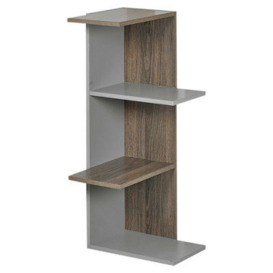 Urbn-Living Urbnliving Height 85Cm Modern Grey And Oak Wooden Corner Bookcase 3 Tier Free Standing Storage Display For Living Room