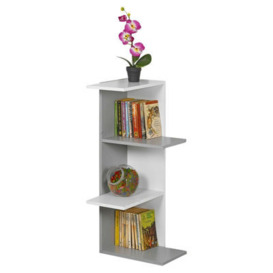 Urbn-Living Urbnliving Height 85Cm 3 Tier Wooden Modern Corner Bookcase Shelves White And Grey Colour Living Room Storage Free Standing Displa