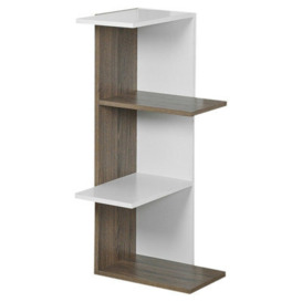 Urbn-Living Urbnliving Height 85Cm 3 Tier Wooden Modern Corner Bookcase Shelves White And Oak Colour Living Room Storage Free Standing Display