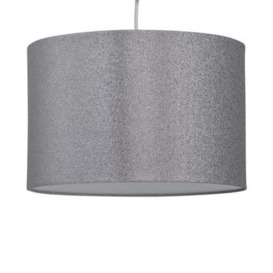 First Choice Lighting Glitter Silver Grey 25 Cm Easy Fit Fabric Pendant Shade