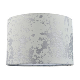 Happy Homewares Modern Cream Cotton Fabric Lampshade With Silver Foil Decor For Table Or Ceiling