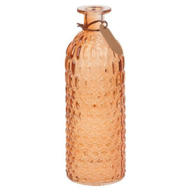 Urbn-Living Urbnliving Height 25Cm Orange Colour Glass Bottle Vase Honeycomb Design Flowers Holder Home Centrepiece