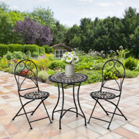 Outsunny 3 Pcs Garden Bistro Set With Balcony Table And Chairs Metal Frame