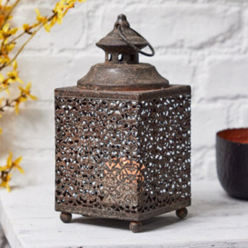 Dibor Vintage Moroccan Style Cut Out Tea Light Pillar Votive Candle Lantern Indoor Outdoor Hanging Decoration