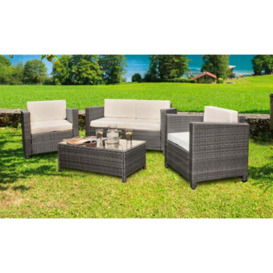 Comfy Living Deluxe 4 Piece Rattan Garden Set With Cover Option In Grey