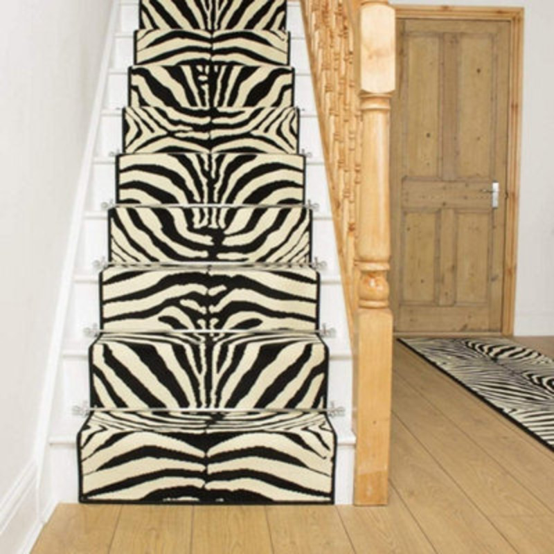 Runrug Stair Carpet Runner Stain Resistant 540Cm X 70Cm Zebra
