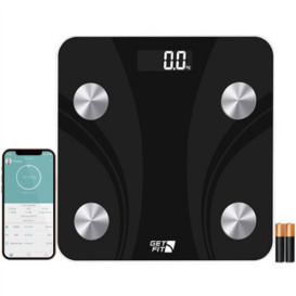 GETFIT Get Fit Smart Bathroom Scales - Digital Body Weighing Scale - Connect To Ios/ Android Via Bluetooth With App Lcd Display  - Black