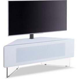 Mda Designs Antares Hybrid White Corner-Friendly Hover Effect And Remote-Friendly Door Tv Cabinet With Mounting Bracket