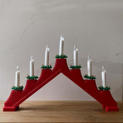 Selections Traditional Red Christmas Candle Bridge Decoration