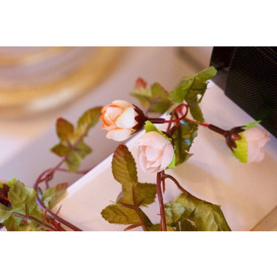 Best Artificial 7Ft Silk Mini Rose Garland / Warm White