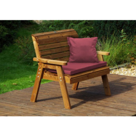 Charles Taylor Trading Traditional Two Seater Bench With Burgundy Cushions - Fully Assembled W118 X D74 X H98