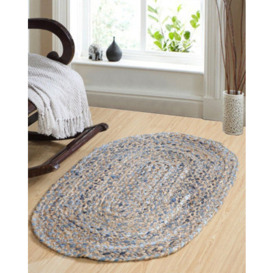 Second Nature Online Jeannie Oval Kids Rug Ethical Source With Recycled Denim / 60 Cm X 90 Cm