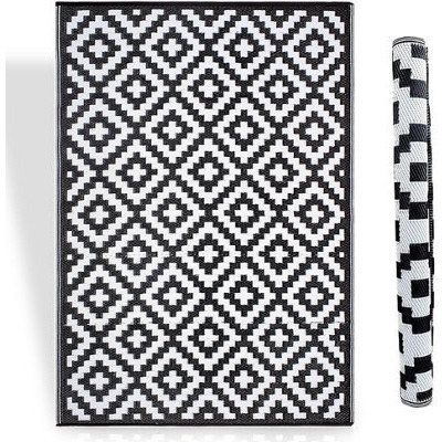 Black & White Outdoor Rug For Garden, Waterproof Patio Rugs - 120 X 180Cm
