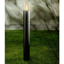 CGC Lighting Cgc Black Outdoor 0.8M Post Bollard Light Smoked Diffuser Modern Design Garden Patio Outside Driveway Path E27 Ip54 Weatherproof
