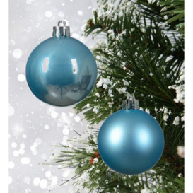 Decoris 144 Sugar Blue Baubles Shatterproof Christmas Tree Hanging Decorations 6Cm