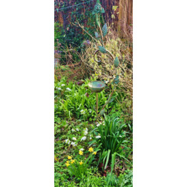 Inspirational Gifting Bird Bath On Stake With Decorative Leaves