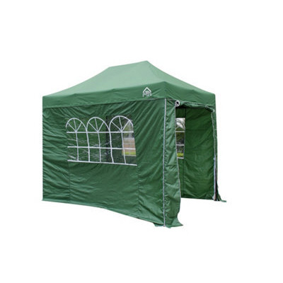 All Seasons Gazebos 3X2 Full Waterproof Pop Up Gazebo With 4 Lightweight Side Panels And Accessories Green