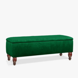 Lisbon 120Cm Ottoman Bench With Storage, End Of Bed Bench, Rectangle Coffee Table, Wide Ottoman Box- Forest Green Plush Velvet Box
