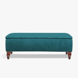 Lisbon 137Cm Ottoman Bench With Storage, End Of Bed Bench, Rectangle Coffee Table, Wide Ottoman Box Emerald Green Plush Velvet Box