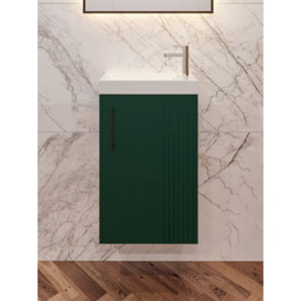 Top Ceramics 400mm Wall Hung Green Bathroom Vanity Unit With Basin And Storage