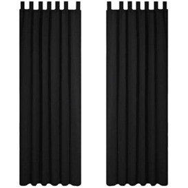 Deconovo Window Treatments Tab Top Curtains Thermal Blackout Insulated Curtains For Bedroom Black W55 X L82 Inch One Pair