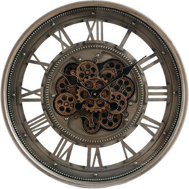 Prime Plus 23.62 Inches Bronze Moving Gear Wall Clock With 3D Numbers Indoor Home Decor