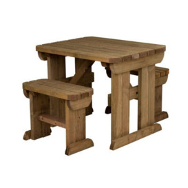 Arbor Garden Solutions Yews Picnic Bench - Wooden Rounded Garden Table And Bench Set (3Ft, Rustic Brown)