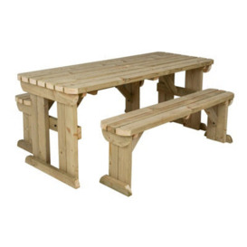 Arbor Garden Solutions Yews Picnic Bench - Wooden Rounded Garden Table And Bench Set (8Ft, Natural Finish)