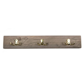 Moderix Wooden Antique Style Coat Rack Double Hook Gold - Colour Antique Grey - Hangers 2 Hooks 40Cm